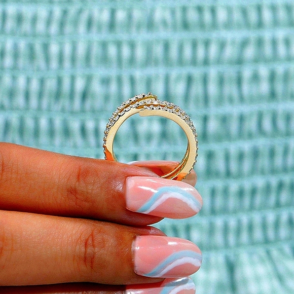 1 CT Round Cut Diamond Lab Grown Full Eternity 18K Yellow Gold 9mm Spiral Band - Picture 6 of 7